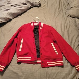 Richie Le collection, Red varsity bomber jacket, size medium